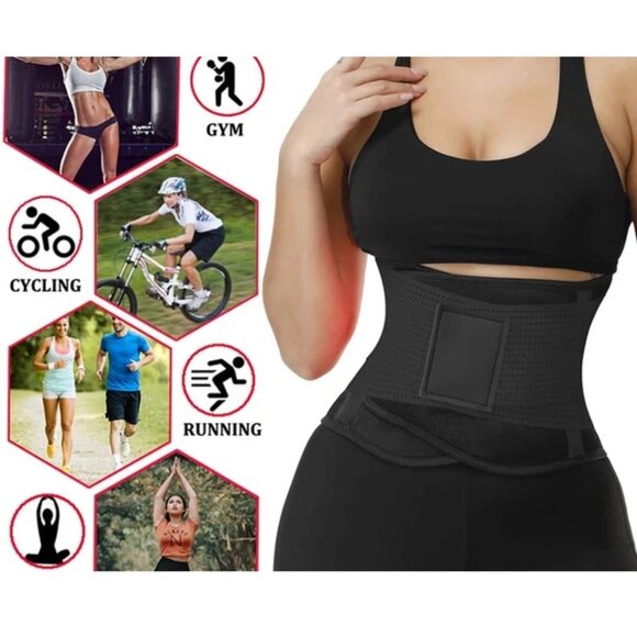 Double Band Fitness Waist Trainer Exercise Workout Back Support Flexible Belt - Picture 6 of 10